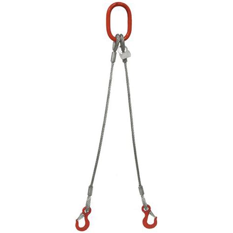 16mm 2 Leg 4600kg Wire Rope Sling Cw Latch Hooks Safety Lifting