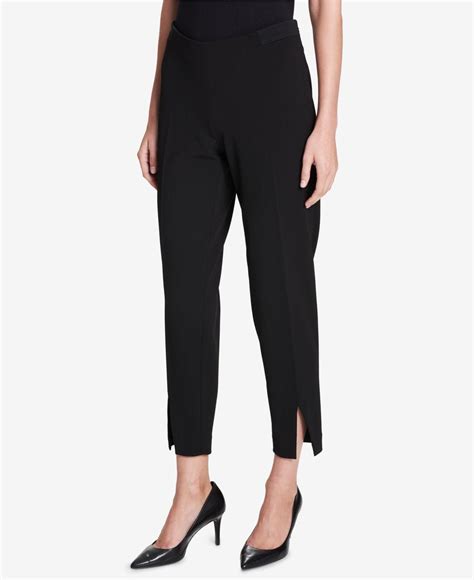 Calvin Klein Synthetic Slit Front Straight Leg Pants In Black Lyst
