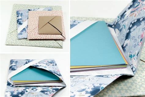 Four Different Images Of Folded Fabric And Paper