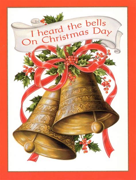 Vintage Christmas Card Bells I Heard The Bells On Christmas Day