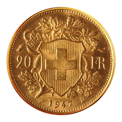 20 Swiss Franc Coin Gold Bank