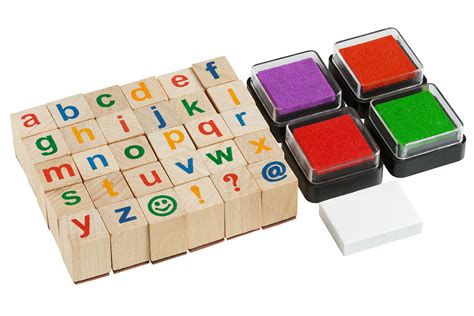 Moore Premium Wooden Small Alphabet Stamp Set 34 Piece Set Of