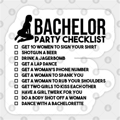 Bachelor Party Checklist Bachelor Party Checklist Sticker Teepublic