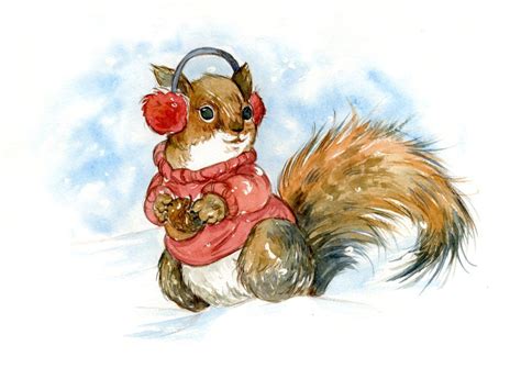 Warm Wishes Squirell Print 85x11 By Jcheinsz On Etsy 1500