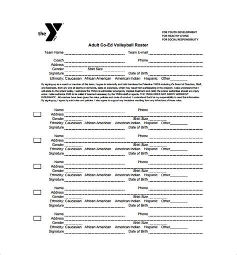 Free 7sample Volleyball Roster Templates In Pdf Ms Word