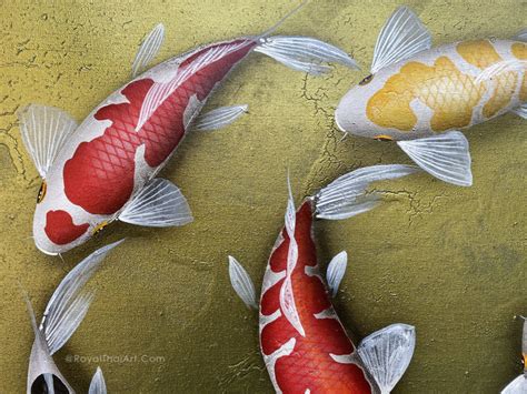Beautiful Koi Fish Painting For Sale Royal Thai Art
