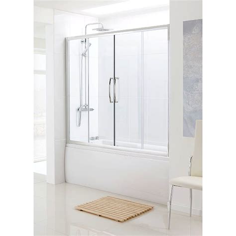 Using either 2 or 3 sliding glass door panels (depending on the width of the opening), trident screens do not infringe on any bathroom space, as the panels. Bathscreen Silver Over Bath Sliding Door Buy Online At ...