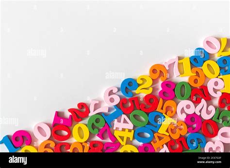 Colorful Wooden Numbers On Part Of Background With Copy Space Numbers