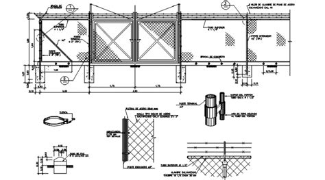 Enclosure Cyclone Type Mesh Fence Section And Installation Drawing