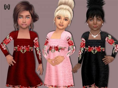 The Sims Resource Toddler Flower Embroidered Dress By Martyp • Sims 4