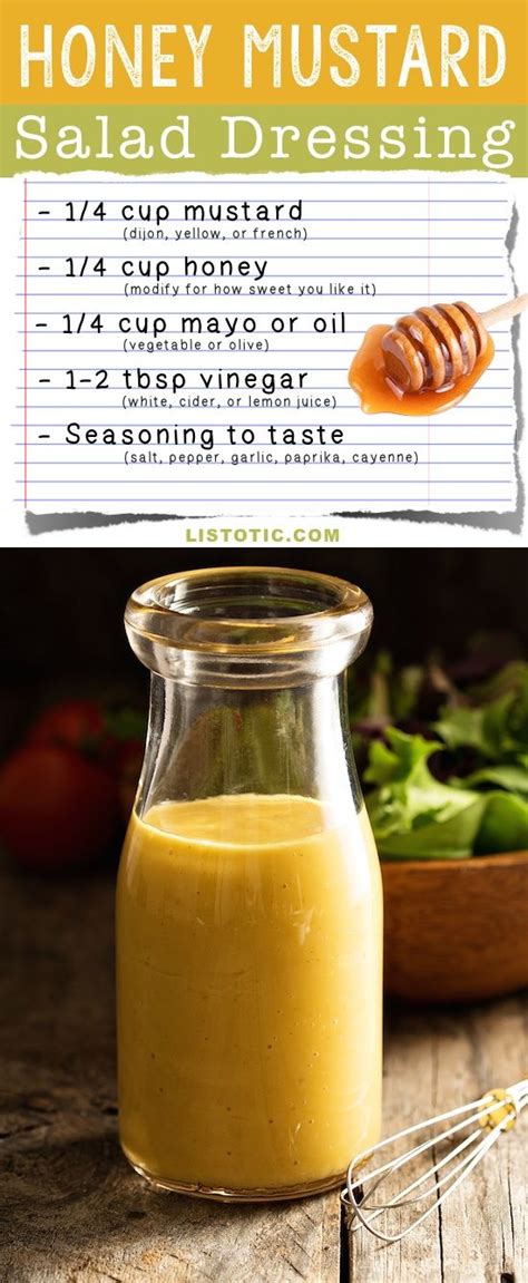Easy Homemade Honey Mustard Salad Dressing Recipe Listotic Com Vinaigrette Recettes De