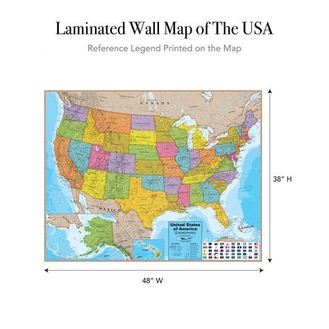 Waypoint Geographic Hemispheres Laminated Usa Wall Map Wblue Oceans