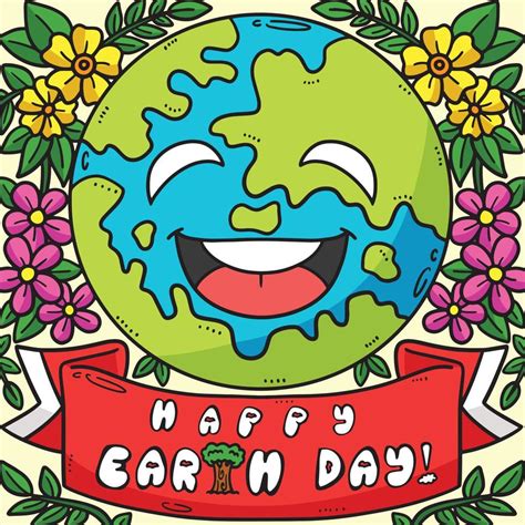 Happy Earth Day Colored Cartoon Illustration 15656413 Vector Art At
