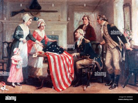 Painting Of Betsy Ross And The First Stars And Stripes 1777 By Dunsmore