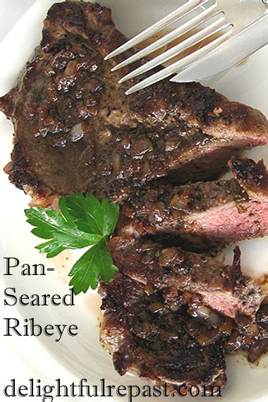 Immediately place the steak in the middle of the hot, dry skillet. Delightful Repast: Pan-Seared Ribeye Steaks - Rocky ...