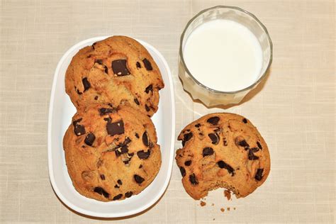 Chocolate Chip Cookies And Milk Free Stock Photo Public Domain Pictures