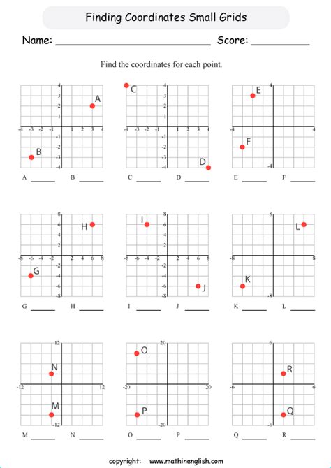 Find The Coordinates Of Points On A Small Grid Math Plotting Graph