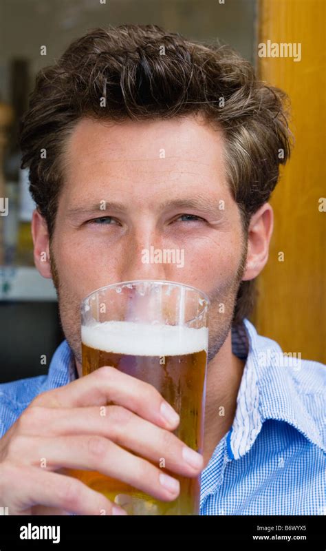 Man Drinking Beer Stock Photo Alamy