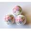 25pcs 12mm Round Porcelain/Ceramic Beads  White / Pink Peony Flowers