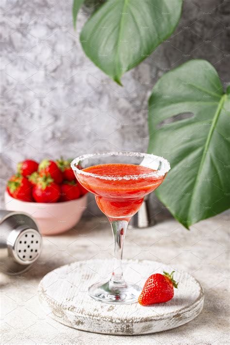 Strawberry Margarita Cocktail In High Quality Food Images ~ Creative Market