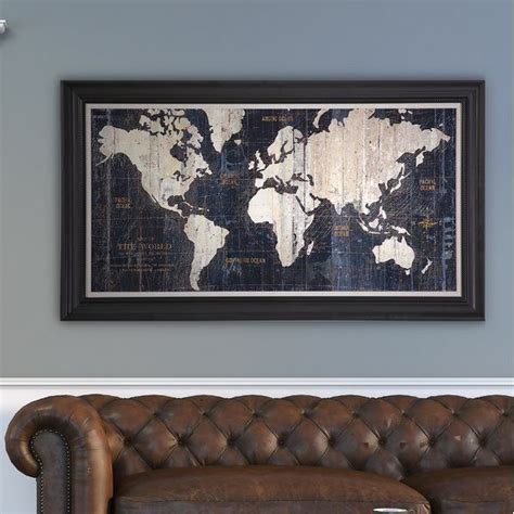 Youll Love The Old World Map Blue Framed Graphic Art On Wrapped