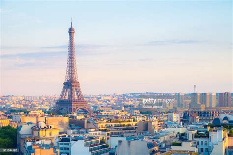 Aerial View Of Eiffel Tower And Paris During A Sunny Day ストックフォト