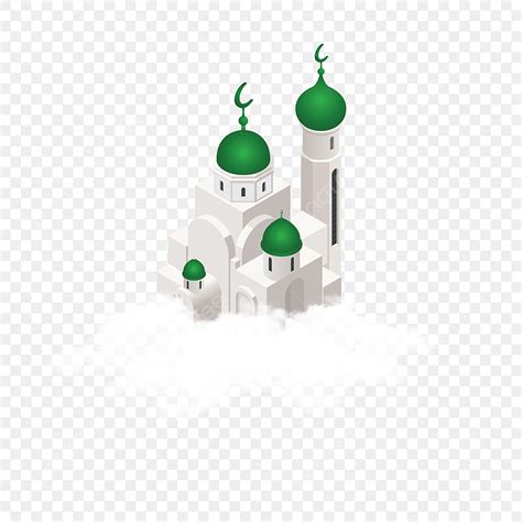 Gambar Masjid 3d Dengan Ilustrasi Vektor Awan Putih Mesjid Awan 3d