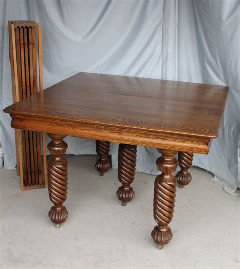 Bargain Johns Antiques Square Oak Dining Table With 5 Leaves