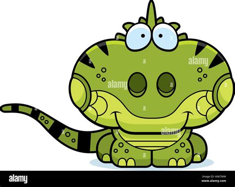 Una Caricatura De La Ilustración De Una Iguana Sonriente Y Feliz Imagen