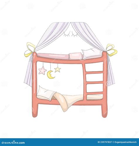 Cute Cartoon Bunk Bed Stock Vector Illustration Of Character 239797837