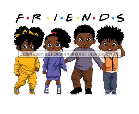 Black Kids Friends Little Girl Afro Lovely Boy Afro Svg Png Etsy