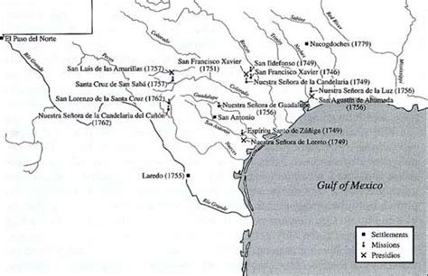 Map Of The Expansion Of Spanish Missions Settlements And Presidios