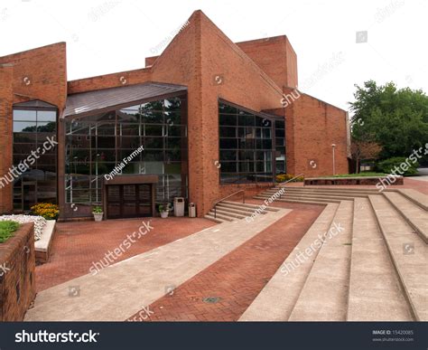 Modern Red Brick Building With Many Angles Stock Photo