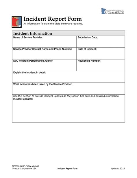 Template Incident Report Form In Word And Pdf Formats