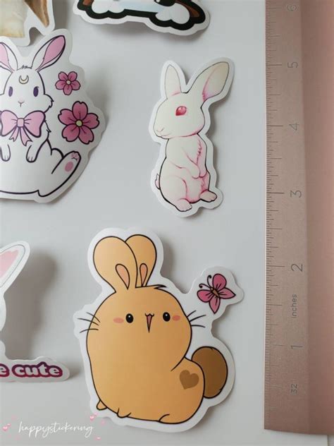 Cute Bunny Rabbit Sticker Pack 50 Stickers Etsy Uk