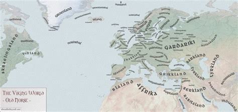 Map Of The Viking World With Placenames In The Old Norse Language