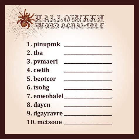 Printable Halloween Word Scramble