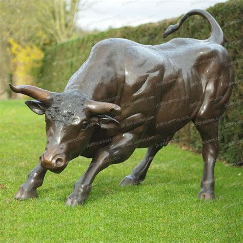 Sculpture Taureau En Bronze Statue Animaux De Jardin H143cm Vente