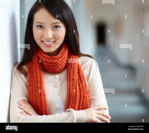 One Beautiful Chinese Woman Smile At Camera Stock Photo Alamy