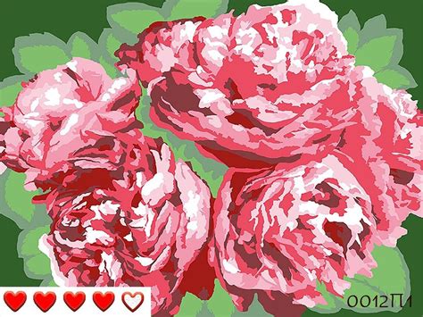 Red Peonies Paint By Number Kit Framed Painting By Numbers Etsy