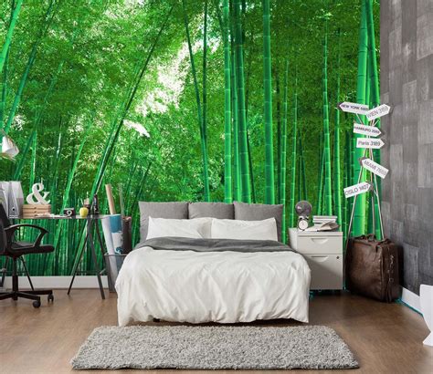 Green Bamboo Forest 1372 Wallpaper Mural Self Adhesive Peel Etsy