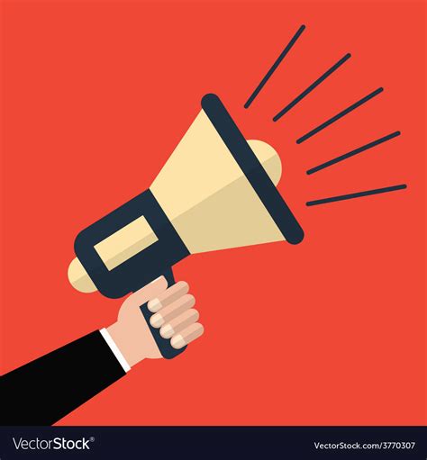 Hand Holding Megaphone In Flat Style Royalty Free Vector