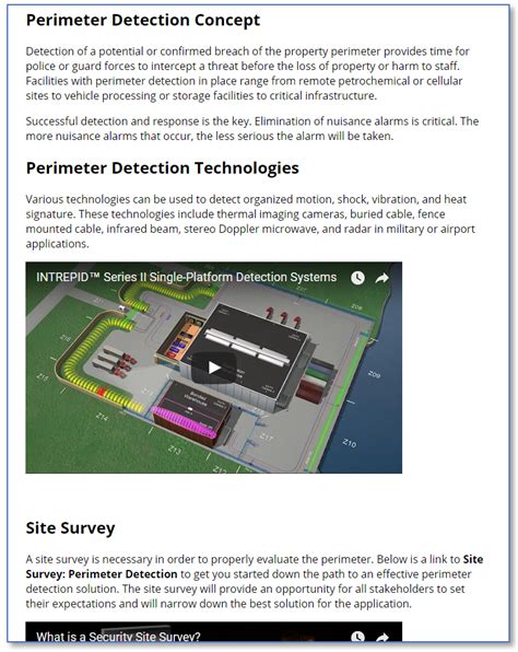 Perimeter Detection Intelligent System Characteristics