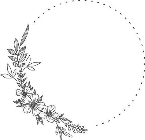 Round Floral Border Black And White Circle Border Design