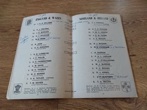 Elliot daly, jonny may, manu tuilagi, owen farrell, jonathan joseph, george ford, ben youngs, joe marler, jamie george, kyle sinckler. England & Wales vs Scotland & Ireland 1970 Rugby Programme