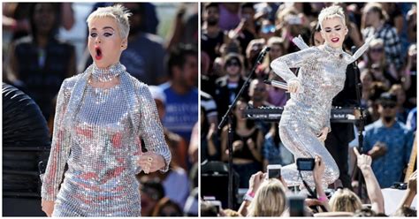 katy perry suffers wardrobe malfunction during live stream in chainmail jumpsuit teen vogue