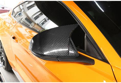 2x Real Carbon Fiber Side Mirror Cover Cap For Ford Mustang 2015 2020
