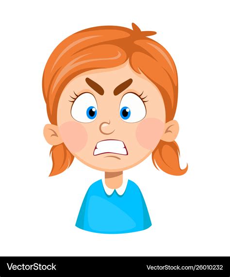 Face Expression Cute Little Girl Angry Royalty Free Vector