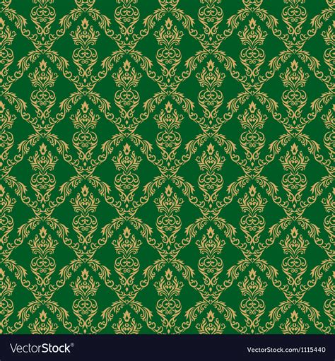Seamless Damask Wallpaper 1 Green Color Royalty Free Vector