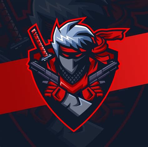 Premium Vector Black Ninja With Guns Mascot Esport Logo Design